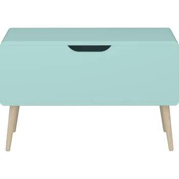 Dětská skříň Tvilum Truhla Gaia tyrkysová Rozbale(v)no, poškozeno viz foto, z vnitřní strany truhly.