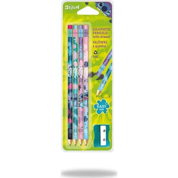 Lilo and Stitch Trojhranná tužka s gumou 4 ks blister Lilo a Stitch