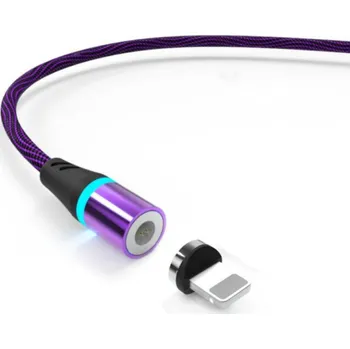 Datový kabel W-Star KBMG2BV1 - Magnetický USB kabel Lightning, 3A, 1m černá fialová