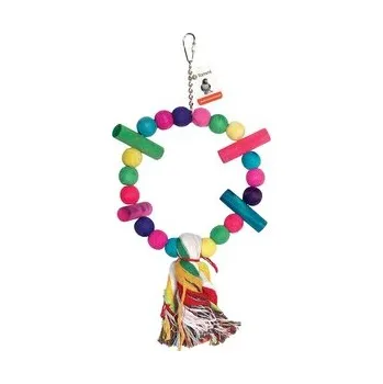 Hračka pro ptáka Kruh s dřevěnými kuličkami, pro papoušky