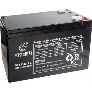 Záložní baterie Akumulátor Moretti UPS MT7.5-12, NOUZOVÉ SYSTÉMY, ALARMY