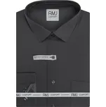 Pánská košile AMJ bavlněná, tmavě šedá kostičkovaná VDSBR1481, dlouhý rukáv, slim fit, vel. 39