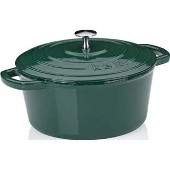 pekáč KELA Pekáč litinový s poklicí Calido kulatý smaragdově zelená 24x12 cm 3,8l KL-12900