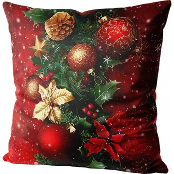 Polštář VELUROVÝ POVLEK NA DEKORAČNÍ POLŠTÁŘ 40X40 VÁNOČNÍ