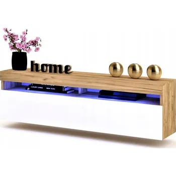 Komoda Závěsná skříňka pod TV komoda PLAY Dub Craft Bílá LED