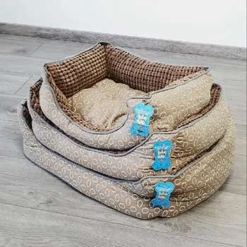 Pelíšek pro psa RB nakuplevne Pelíšek pro psa – hnědý, motiv kolečka, 3 velikosti, pohodlný a měkký