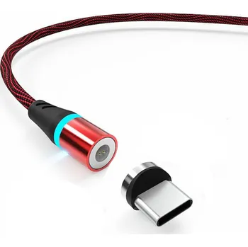 Datový kabel W-Star KBMG2RD1C - Magnetický USB kabel/ USBC, 3A, 1m černá červená