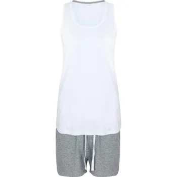 Dámské pyžamo Towel City Dámské krátké pyžamo v setu - Bíla / šedý melír | L