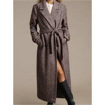 Dámský kabát Sinsay - Kabát s příměsí vlny - tmavě hnědá - 586FH-89M - 586FH-89M-M