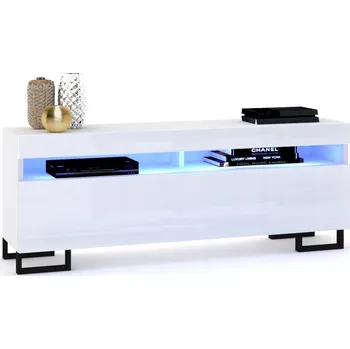 Komoda TV stolek / Komoda Play Bílá Lesk Nohy + LED 120 cm
