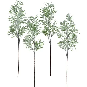 umělá květina Větev zelená s jinovatkou 70 cm, set 4 ks