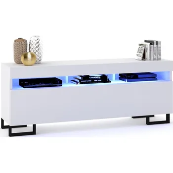Komoda TV stolek / Komoda Play Bílá Černé Nohy + LED 140