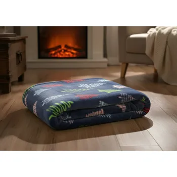 deka Vánoční deka z mikrovlákna WINTER VIBES modrá 150x200 cm