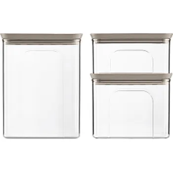 dětská miska STEFANPLAST Sada 3 obdélníkových dóz Tosca, transparetní/světle šedé STEFANPLAST