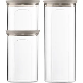 dětská miska STEFANPLAST Sada 3 kulatých dóz Tosca, transparetní/světle šedé STEFANPLAST