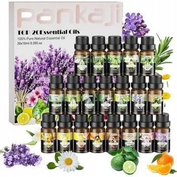 Vonný olej ESENCIÁLNÍ OLEJE DO DIFUZÉRŮ AROMATERAPIE 20 OLEJŮ OBJEM 20x10ML