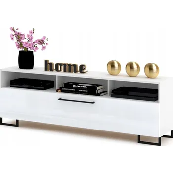 Komoda TV stolek / Komoda Play OPEN Bílý Lesk Nohy 180 cm