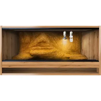 Teraristika ReptiEye Terárium z lamina 200x60x60 smrk s 3D stěnou vybavené – varianta F Varianta terária: terárium + UVB žárovka, halogen a zářivka