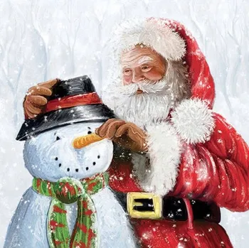 Papírový ubrousek Vánoční papírové ubrousky Santa Claus a sněhulák 20 ks