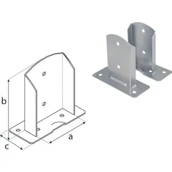 Tesařské kování DOMAX PSD šroubovací patka sloupku Galvanický zinek stříbrný (ZNG) PSD 90 - 91 x 150 x 71 x 2.0 mm (1 ks)