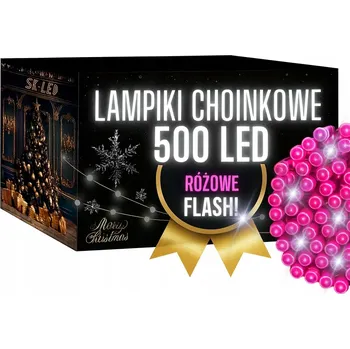 Vánoční světelná dekorace Vánoční LED světýlka 500 Růžová s efektem blikání 36m IP44 Vodotěsná