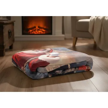 deka Vánoční deka mikovláknová s beránkem PLAID CHRISTMAS motiv Santa 130x160 cm Mybesthome