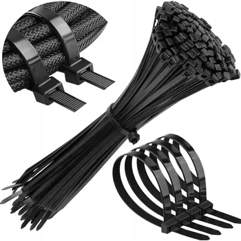 Stahovací páska Hadicová spona nylonová 4,8x300 mm černá 100 ks