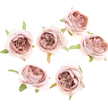 umělá květina DP Craft Květiny látkové kamélie světle růžové 5cm 6ks