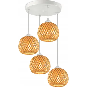 Závěsné Stropní Svítidlo Bambusové pletené BOHO přírodní 583-EZ4 LED bílé