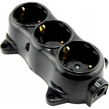 Elektrická zásuvka Zásuvka nástěnná černá retro