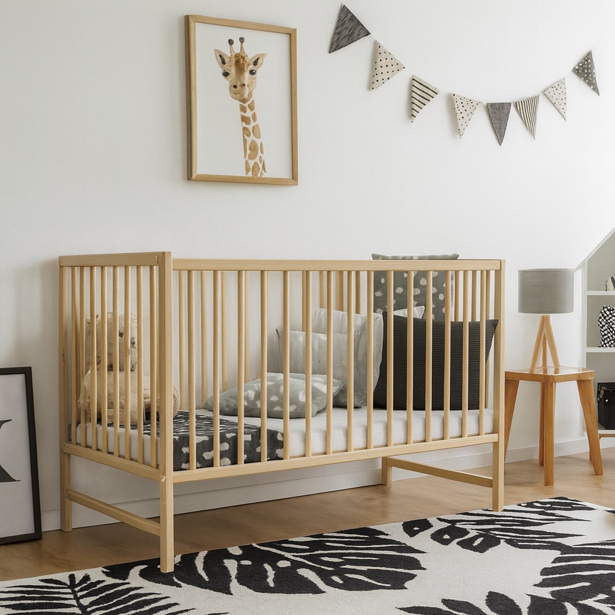 SCAR Dětská masivní buková postýlka Bobík 120 x 60 cm – Přírodní