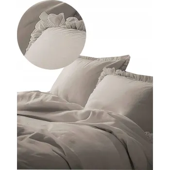 Povlečení Povlečení Bavlněné s volánkem 220 x 200 3 cm taupe Tmavě béžová