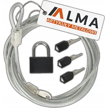 Visací zámek VISACÍ ZÁMEK S OCELOVÝM LANKEM 4MMx3M UNIVERZÁLNÍ ZABEZPEČENÍ