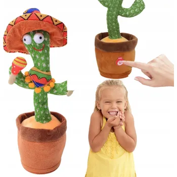 plyšák Interaktivní Plyšová Hračka AMIKU kaktus se zvukem a pohybem 33 cm