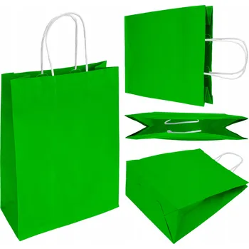 SVĚTLE ZELENÁ PAPÍROVÁ TAŠKA 180x80x220 mm PREMIUM se skrouceným uchem EKO