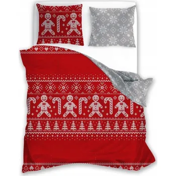 Povlečení Bavlněné vánoční povlečení šedo-červené Scandic Plarta 160x200 cm