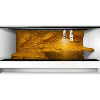 Teraristika ReptiEye Terárium z lamina 80x40x40 bílý s 3D stěnou vybavené – varianta F Varianta terária: terárium + UVB žárovka, halogen a zářivka