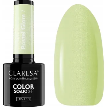 Přípravek na nehty CLARESA PASTEL GLAM 7 HYBRIDNÍ LAK PASTELOVÁ HYBRIDNÍ ZELEŇ SE TŘPYTKAMI