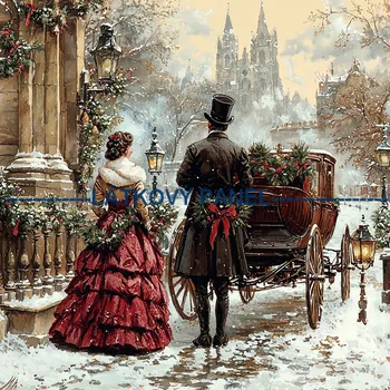 Látkový panel - Zimní retro - ZIM-239 Velikost: 30x30cm, Materiál: Úplet