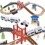 Kruzzel Dřevěná vláčkodráha na baterie 37 dílů, 320 cm Kruzzel 22646