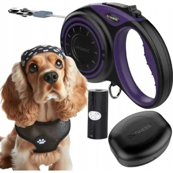 Vodítko pro psa VODÍTKO PRO PSA automatická Svinovací páska + nádoba DOGNESS 4 m do 20 kg M