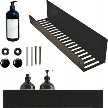 Koupelnový nábytek Závěsná koupelnová police NewOps, černá matná, nerezová ocel, 40 cm