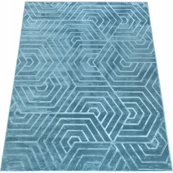 Koberec KOBEREC DO OBÝVACÍHO POKOJE MODRÝ MODERNÍ 120x170CM GLAMOUR MĚKKÝ ELEGANTNÍ SOFT