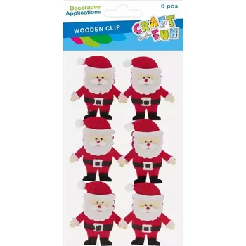 Vánoční dekorace Dřevěné kolíčky Mikuláš 6 Ks. Vánoce Craft with Fun 567216. Cra
