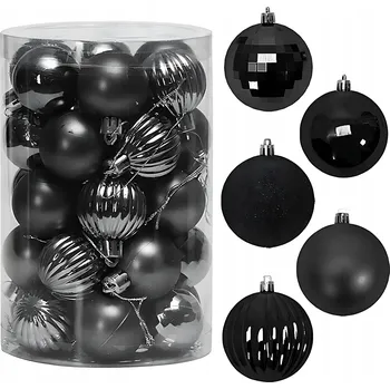 Vánoční dekorace SADA VÁNOČNÍCH BANĚK ČERNÉ DEKORACE NA STROMEČEK