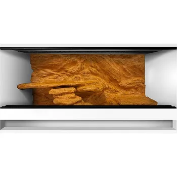 Terárium ReptiEye Terárium z lamina 80x50x50 bílý s 3D stěnou – varianta D Varianta terária: terárium s úkrytem