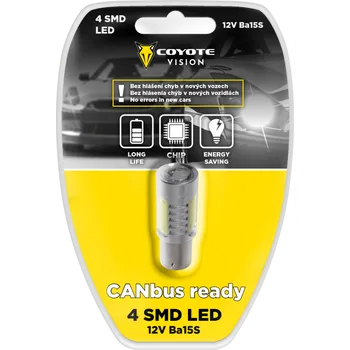 Autodílna Žárovka 12V LED 4 SMD Ba15S CAN BUS ready bílá COYOTE VISION Coyote Vision