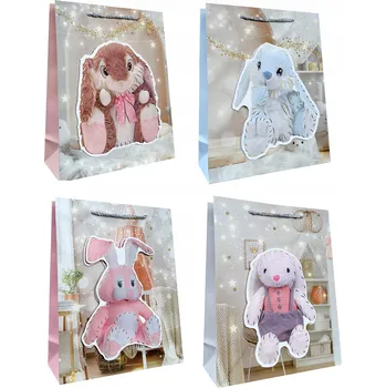 Obraz OZDOBNÁ DÁRKOVÁ TAŠKA 18x23x10 cm KRÁLÍČEK BÍLÝ JP3182C