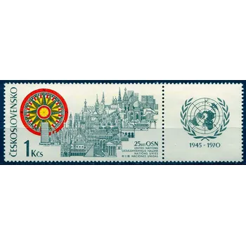 Poštovní známka Českosloveská pošta (1970) Pof. 1833 ** - kupon - Československo - Výročí OSN