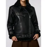 Sinsay - Bunda typu ramones s kožichem - černá - 594FH-99X - 594FH-99X-S